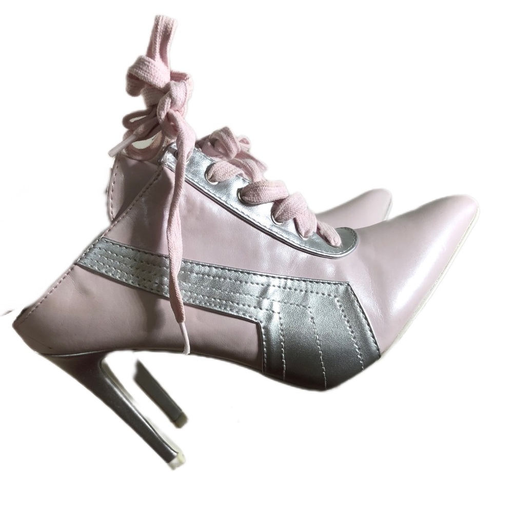 Cape Robbin Pink and Silver Retro Style Point Toe Mules